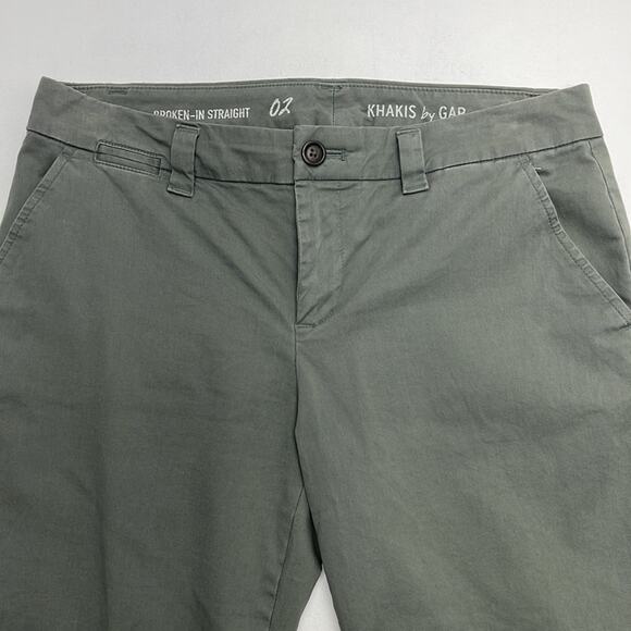 KHAKIS BY GAP Women’s 2 Green Broken-In Straight Crop Pant - Picture 2 of 4